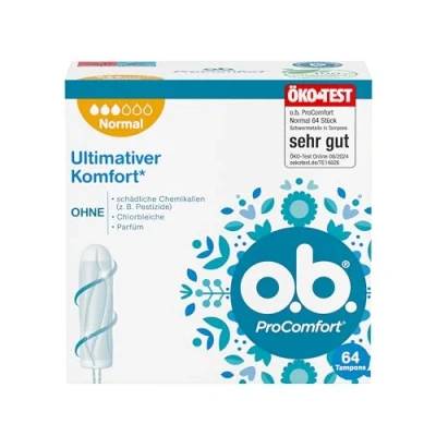 Abbildung von o.b. Tampon, ProComfort Normal, für mittlere bis stärkere Tage, ultimativer Komfort* und zuverlässiger Schutz, 64 Stück, &quot;Verpackung kann abweichen&quot;