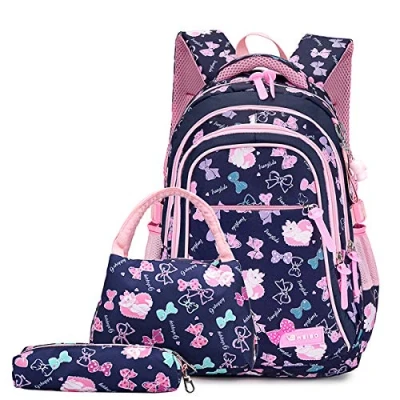 Abbildung von Neusky Schulrucksack Schulranzen Schultasche Sports Rucksack Freizeitrucksack Daypacks Backpack für Mädchen &amp; Kinder Jugendliche mit der Großen Kapazität (Dunkelblau Set)…