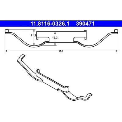 Abbildung von ATE 11.8116 0326.1 Zubehörsatz, Scheibenbremsbelag PEUGEOT: 308 II Hatchback, SW 2, Box Body / Estate, SEAT: Alhambra I