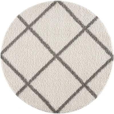 Abbildung von SANAT Madrid Shaggy Teppich Rund Hochflor Teppiche für Wohnzimmer, Schlafzimmer, Küche Creme, Größe: 200 cm