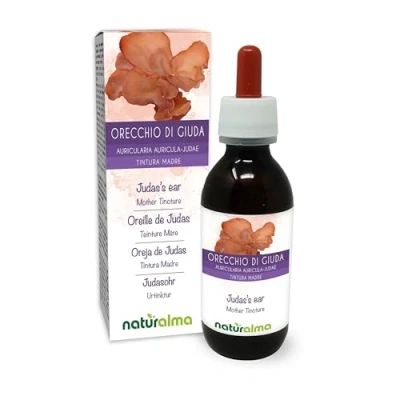 Abbildung von Judasohr oder Holunderpilz (Auricularia auricula judae) Pilz Alkoholfreier Urtinktur Naturalma Flüssig Extrakt Tropfen 120 ml Nahrungsergänzungsmittel Veganer