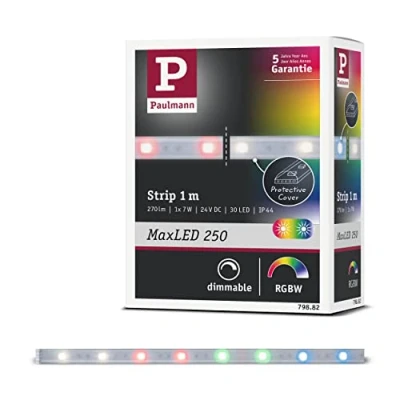 Abbildung von Paulmann 79882 LED Stripe MaxLED 250 1m RGBW IP44 Protect Cover incl. 1x7 Watt Strip Lichtband 3000 K, Silber