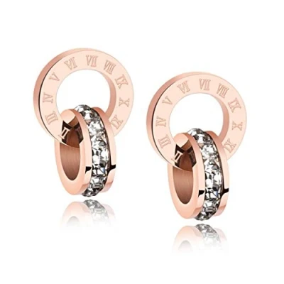 Abbildung von Crystalline Azuria Weiß Kristalle Rund Kreis Ohrstecker Ohrringe 18 kt Rosé Vergoldet für Damen