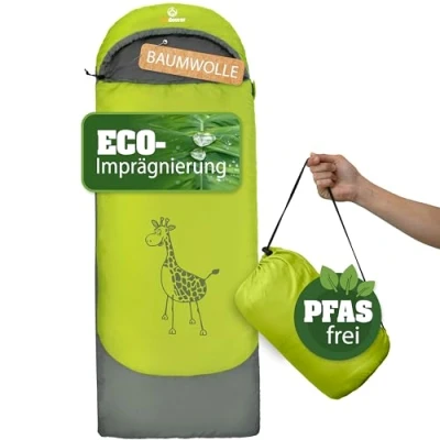 Abbildung von outdoorer Kinderschlafsack Dream Express Grün aus Baumwolle mit Funktion als Deckenschlafsack