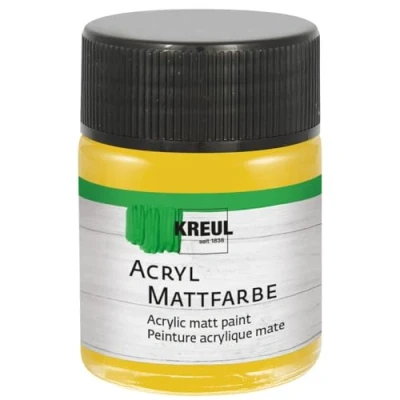 Abbildung von KREUL 75530 Acryl Mattfarbe, gold im 50 ml Glas, cremig deckende, schnelltrocknende Farbe auf Wasserbasis, für viele verschiedene Untergründe geeignet