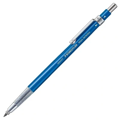 Abbildung von STAEDTLER Mars Technico 780 C Fallminenstift (hohe Qualität, mit Metallclip und HB Mine, integrierter Minenspitzer, Schaftfarbe) blau, 1 Stück (1er Pack)