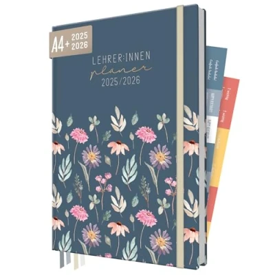 Abbildung von Häfft® Lehrer Planer 2025/2026 A4 + &quot;Flying Flowers&quot; Hardcover Lehrerkalender/Schulplaner mit Wochenkalendarium, 226 Seiten, Stickern und mehr nachhaltig &amp; klimafreundlich