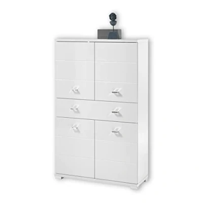 Abbildung von POOL Mobiletto alto per bagno in Bianco moderno Armadio con tanto spazio 76 x 123 31 cm