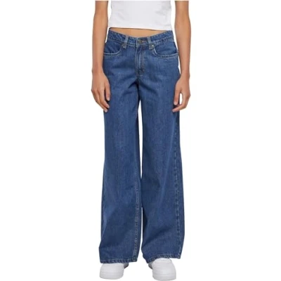 Abbildung von Urban Classics Damen Hose Ladies mid Waist Wide Denim Indigo Washed 31