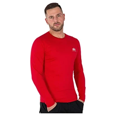Abbildung von Alpha Industries Herren Back Print Heavy LS Longsleeve T Shirt, Speed Red, 3 XL