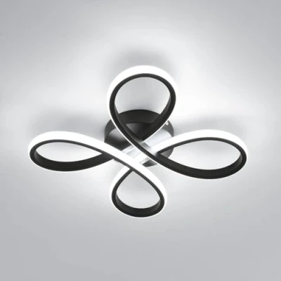 Abbildung von Comely Deckenlampe LED, 30W 3400LM Deckenleuchte Modern, LED Deckenbeleuchtung Flower Form für Balkon Diele Schlafzimmer Wohnzimmer und Esszimmer, Kaltweißes Licht 6500K, Schwarz，30cm