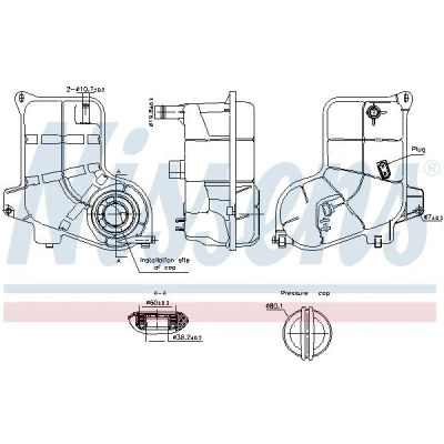 Abbildung von NISSENS 996363 Ausgleichsbehälter 1,6 mit Kappe, Sensor AUDI: A6 C5 Avant, Saloon