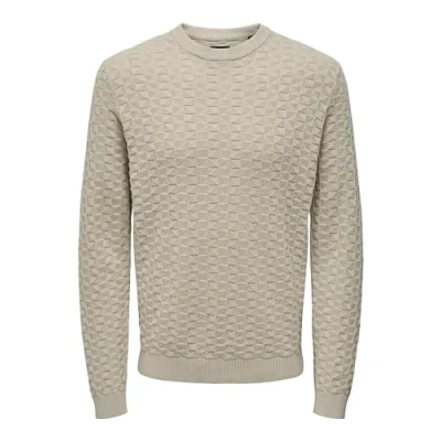 Abbildung von Only &amp; Sons Kalle REG 12 Struc CREW NOOS Strickpullover, Herren, Größe: XS, Silver lining