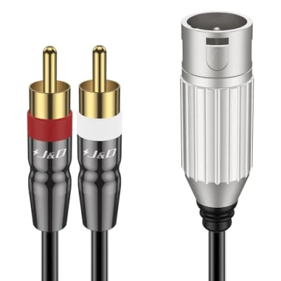 Abbildung von J&amp;D XLR zu 2 Cinch Y Splitter Patchkabel, unsymmetrisch Stecker Dual Stereo Audio Verbindungskabel PVC Shelled Kabel für Lautsprecher Kondensator Mic Mixer AMP, 4,5 M
