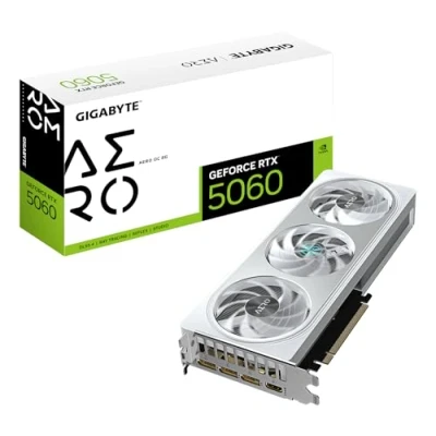 Abbildung von Gigabyte GeForce RTX 5060 AERO OC 8G Grafikkarte 8GB GDDR7, 128bit, PCI E 5.0, 2595 MHz Kerntakt, 3 x DisplayPort, 1 HDMI, GV N5060AERO 8GD