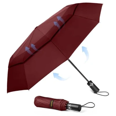 Abbildung von TECKNET Regenschirm Sturmfest für Regen, Automatik Groß Taschenschirm mit 10 Rippen, 104 cm Windsicher Schirm, Faltbar Kompakte Reise Golf Umbrella Herren und Damen
