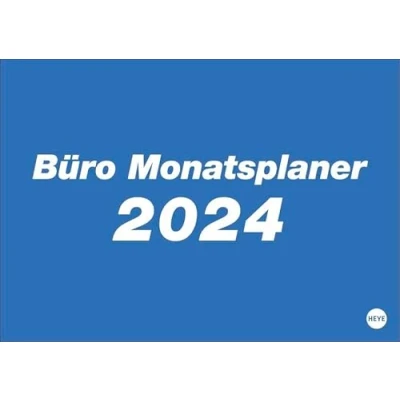 Abbildung von Büro Monatsplaner 2024. Praktischer Wandplaner mit großer Monatsübersicht. Wandkalender DIN A4. Kalender Notizfeld und Schulferien.
