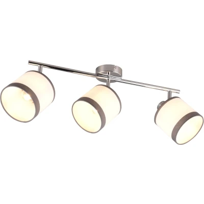 Abbildung von RL LIVE YOUR LIGHT Reality Leuchten Spotbalken Davos R81553006, Metall Chrom Schirme Stoff Grau/Weiß, exkl. 3x E14
