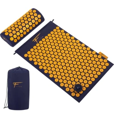 Abbildung von Fitem Akupressur Set Akupressurmatte Kissen Tasche Massageball lindert Rückenschmerzen und Nackenschmerzen Muskelentspannung (blau orange)