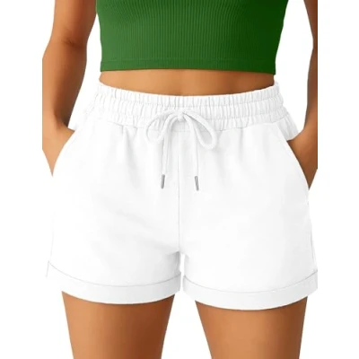 Abbildung von Smith &amp; Solo Kurze Hose Damen Shorts Sommer Hosen, Laufhose Kurz Sporthose, Trainingshose Sportshorts Women Laufshorts (Weiss, M)