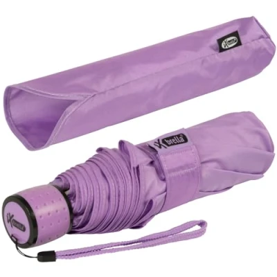 Abbildung von iX brella Mini Ultra Light Damen Taschenschirm mit großem Dach extra leicht hell lila