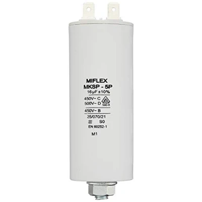 Abbildung von AnlaufKondensator MotorKondensator 16µF 450V 35x83mm Stecker M8 ; Miflex 16uF