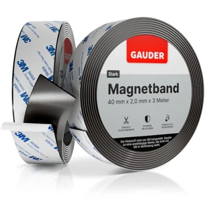 Abbildung von GAUDER Magnetband stark selbstklebend mit 3M Kleber Magnetstreifen starkes Magnetklebeband (3 m x 40 mm)