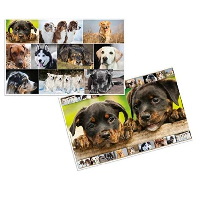 Abbildung von HERMA 19378 Schreibtischunterlagen Tiere Hunde, 3 Stück, abwischbare Kinder Schreibunterlagen aus Karton, 55 x 35 cm, beidseitiges Motiv Tischunterlagen Set für Mädchen &amp; Jungen