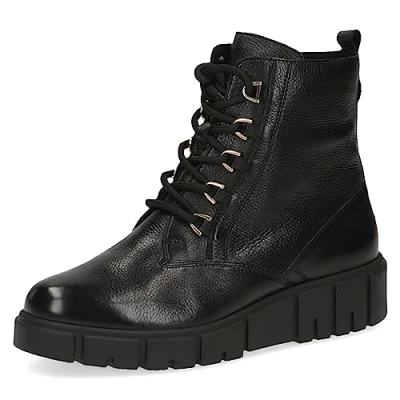 Abbildung von CAPRICE Damen Stiefeletten zum Schnüren Airmotion aus Leder mit Reißverschluss Weite G, Schwarz (Black Nappa), 37 EU