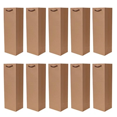 Abbildung von 10er Packung Flaschentüten Geschenktüten natur für Wein Sekt und Champagner geeignet 36x12x10
