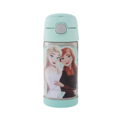 Abbildung von Thermos kids FUNTAINER STRAW BOTTLE Disney 0,35 l, Frozen II, Thermoflasche Kinder aus Edelstahl mit Trinkhalm, 12 h kalt, spülmaschinenfest, dicht ohne Kohlensäure, Flasche für Kita, Schule