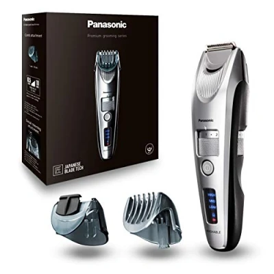 Abbildung von Panasonic ER SB60 S803 Bartschneider für Männer, tragbare, wasserdichte Haarschneidemaschine, 20 Längen, 2 Aufsätze, Präzisions Trimmer, kabelloser &amp; kabelgebundener Betrieb, Ladestation, Silber
