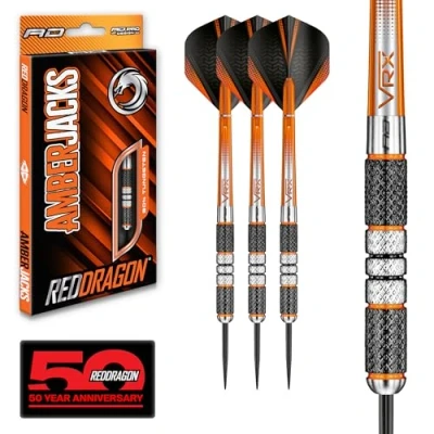 Abbildung von RED DRAGON Amberjack 2 Steel Tip 21 Gramm Wolfram Profi Dartpfeile Set mit Flights und Schäfte