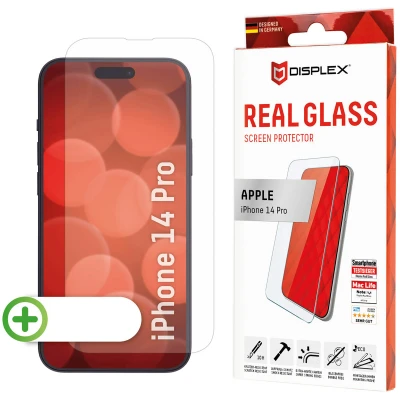 Abbildung von Apple iPhone 14 Pro Panzerglas Displex Real Glass 2D Bildschirmschutzfolie für das