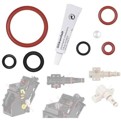 Abbildung von Dichtung Wartungssatz O Ringe kompatibel mit Philips Saeco Gaggia RI SM HD EP SUP Brühgruppe Supportventi Auslaufstutzen Cremaventil Kaffeemaschienen inkl. 6 gr. Tube Silikonfett Snapworld Kaffee
