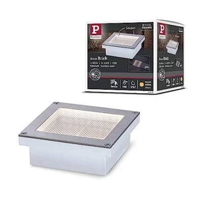 Abbildung von Paulmann 94336 LED Außenleuchte Bodeneinbauleuchte Brick mit Bewegungsmelder IP68 100x100mm eckig incl. 1x0,8 Watt Alu, Grau Metall, Edelstahl 3000 K