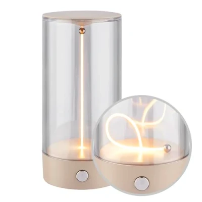 Abbildung von BRILONER LED Tischlampe kabellos mit 4 Stufen Schaltung, Touch, Filament, warmweiße Lichtfarbe, USB C Aufladung, Nachttischlampe, Leselampe, Lampe, Tischleuchte, Akku 7x14,5 cm, Beige