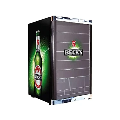 Abbildung von CUBES Becks Bierkühlschrank 115L Getränkekühlschrank groß mit Glastür, perfekt für Partys &amp; Gewerbe Energieeffizient, 84,5 cm hoch, 104 kWh/Jahr Flaschenkühlschrank