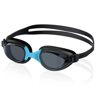Abbildung von Ambienden Unisex Swimming Goggles, Anti Fog &amp; Leak Proof With Clear Lens Adjustable Colorful Nose Bridge, Professional Wide Vision Comfort Fit For Adults Outdoor SkyBlueAF4800