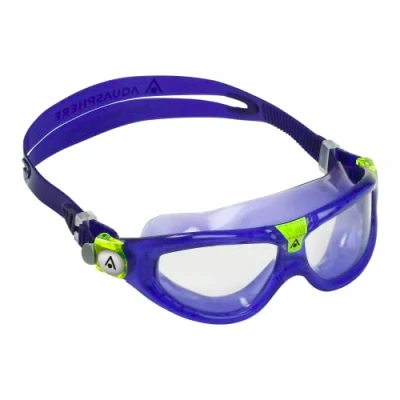 Abbildung von Aquasphere Seal Kid Schwimmbrille für Kinder ab 3 Jahren mit UV Schutz, Silikondichtung und beschlag auslaufsicheren Gläsern Jungen Mädchen, Lila Klare Linse