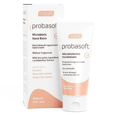 Abbildung von Nupure® Probasoft 50 ml, Handcreme für sehr trockene hände Mikrobiotische Mini mit Lactobacillus, Sheabutter und Mandelöl, Parfümfrei, Frei von Parabenen, Dermatologisch Getestet.
