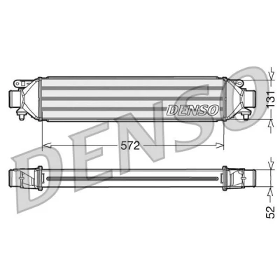 Abbildung von DENSO DIT09107 Ladeluftkühler Aluminium 572x130x52 FIAT: Doblo II Estate, Box Body / ALFA ROMEO: MiTo, LANCIA: DELTA 3