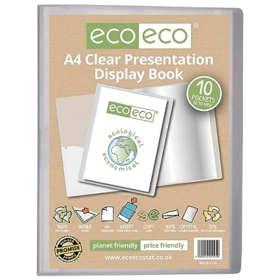 Abbildung von eco Eco125 Präsentationsmappe, A4 Format, 50% recycelt, 10 Hüllen, transparent, Präsentationsmappe mit Kunststoffhüllen