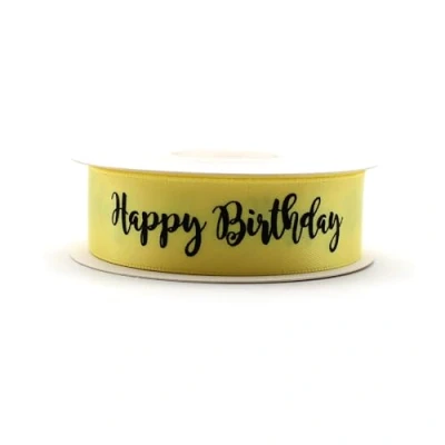 Abbildung von OMISS Gelbes Band mit schwarzer Schrift Happy Birthday Dekoration für Geburtstag (gelb)