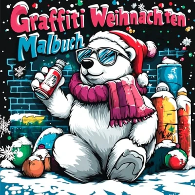 Abbildung von Graffiti Weihnachten Malbuch: 50 Lustige Tiere Für die Winterzeit Kinder ab 8 Jahren