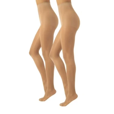 Abbildung von CALZITALY Stützstrumpfhose mit starker Kompression 10 mm/Hg, Feine Kompressionsstrumpfhosen Damen, S, M, L, XL, XXL, 3XL, 4XL, 70 DEN, Made in Italy (4XL, 2 X Natural Tan)