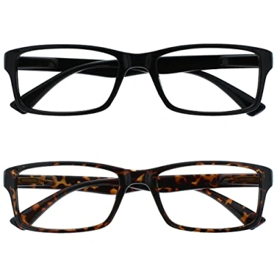 Abbildung von Die Lesebrille Unternehmen Schwarz &amp; Braune Schildpatt Leser Wert 2er Pack Herren Frauen UVR2092BK_BR +2,50