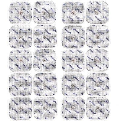 Abbildung von 20er Set Elektroden 5x5cm kompatibel mit TENS Geräten von Sanitas (wie SEM43, SEM44) &amp; Beurer EM41, EM49) Druckknopf Wiederverwendbare Pads Medizinprodukt axion