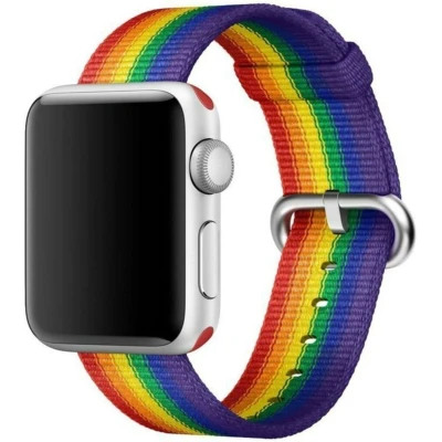 Abbildung von Apple Woven Nylon Watch Armband 38mm / 40mm Pride ✅ MQ4F2ZM/A