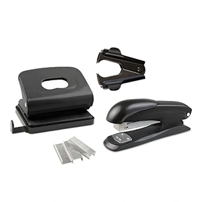 Abbildung von Idena 12086 Office Set 4 teilig, Locher, Heftgerät, Heftklammer Entferner und Heftklammern 24/6